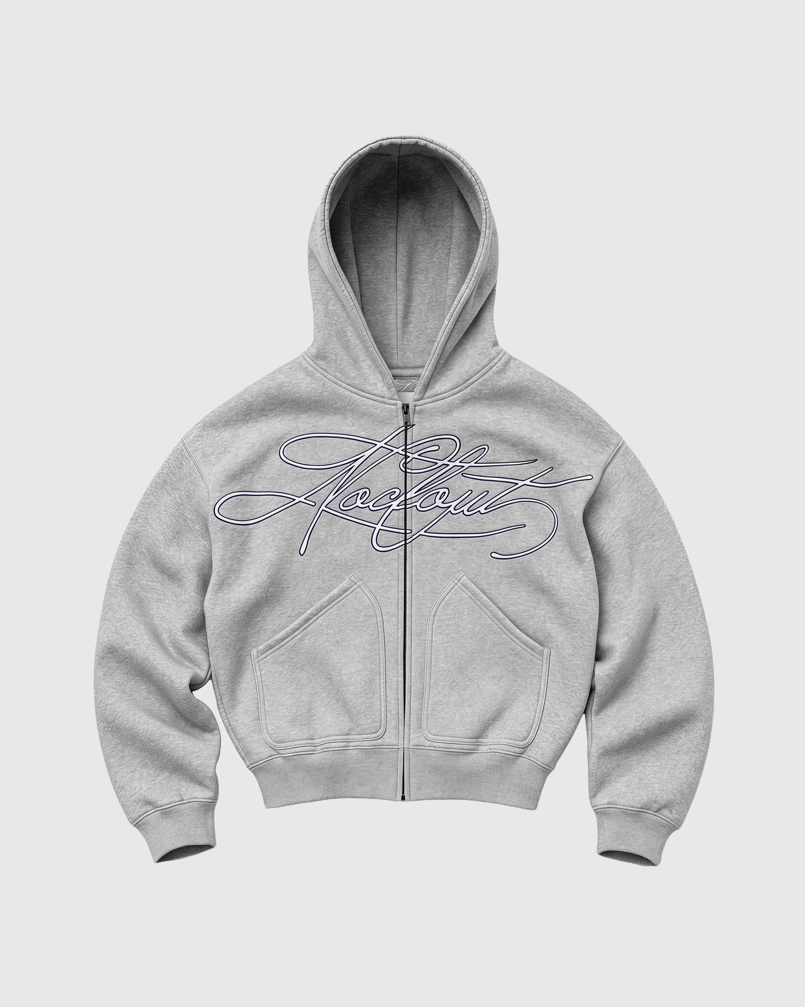 Calligraphy Navy Zip